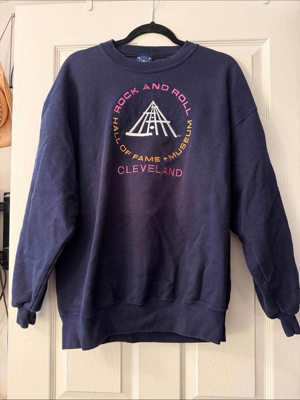 Rock and Roll Hall of Fame Cleveland Navy Crewneck Sweatshirt - Museum Logo